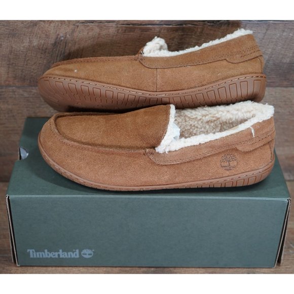 Timberland Torrez Venetian Faux Fur Lined Slipper Moc Rust Suede Men's 8 - Picture 1 of 6